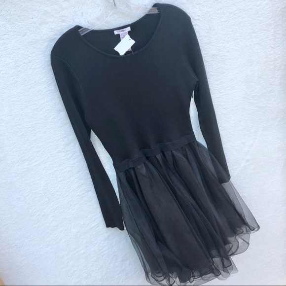 NWT {Esley} Black Tulle Sweater Dress! Medium - Picture 5 of 11